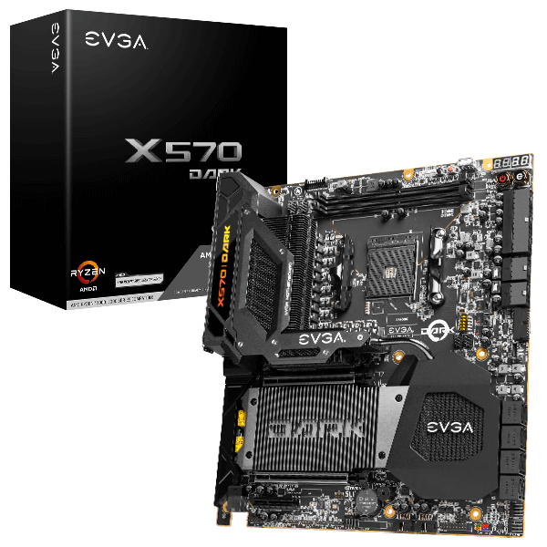 EVGA X570 Dark, 121-VR-A579-KR, AM4, AMD X570, PCIe Gen4, SATA 6Gb/s, 2.5Gb/s LAN, Wi-Fi 6/BT5.2, USB 3.2 Gen2x2, M.2, U.2, EATX, AMD Motherboard (Style: DARK)