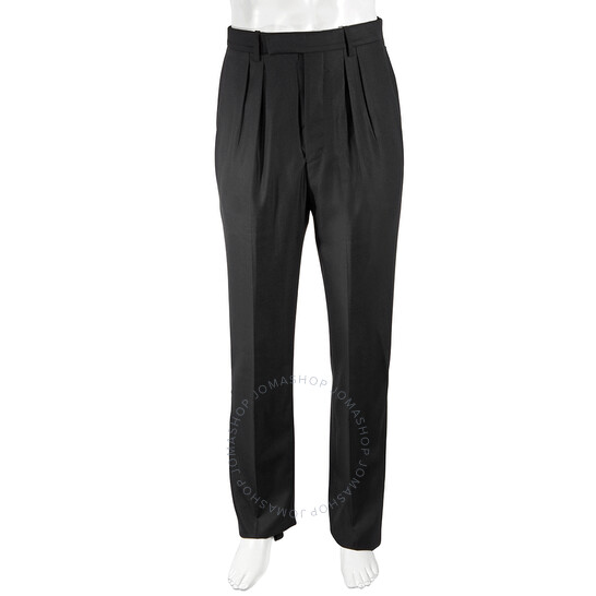 Black Solid Double Pleat Front Trim Fit Suit Separates Trousers, Brand Size 46 (Waist Size 31.1")
