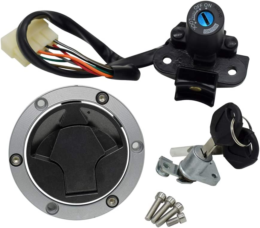 For Kawasaki Ninja 250R EX250J 300 EX300 2008-2015 Motorcycle Ignition Switch Kit Assembly Fuel Gas Cap Tank Cover With 2 Keys