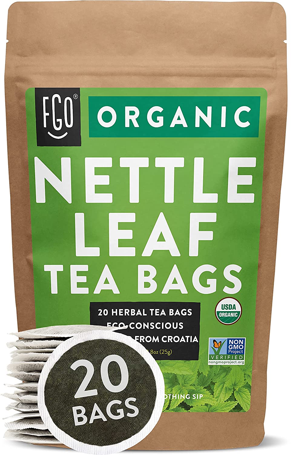Style: Tea bags, Flavor Name: Nettle Leaf, Size: 20 Count (Pack of 1)