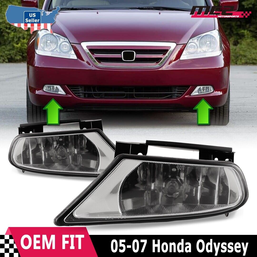 For 2005-2007 Honda Odyssey Fog Lights w/Bulbs + Wiring Kit + Switch Clear Lens
