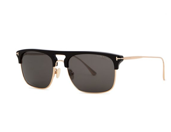 Tom Ford Lee gold-tone clubmaster-style sunglasses