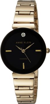 ( Color: Gold/Black ) Anne Klein Women's Genuine Diamond Dial Bracelet Watch