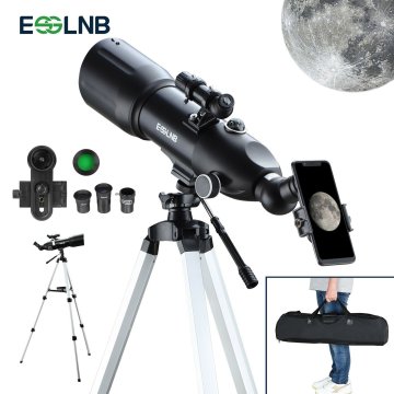80mm Lens Telescope 16-133X W/ Phone Holder Carry Bag High Tripod Moon Watching