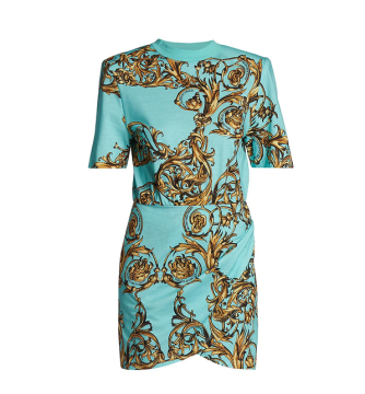 Versace Jeans Couture Garland Printed T-Shirt Dress ( COLOR Mint Multi, SIZE 42 (6) )